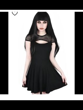 Killstar Black Mesh Yoke Skater Dress